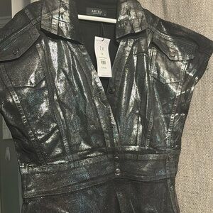 Mini denim dress in black & silver it is a size 1x but fits like an XL